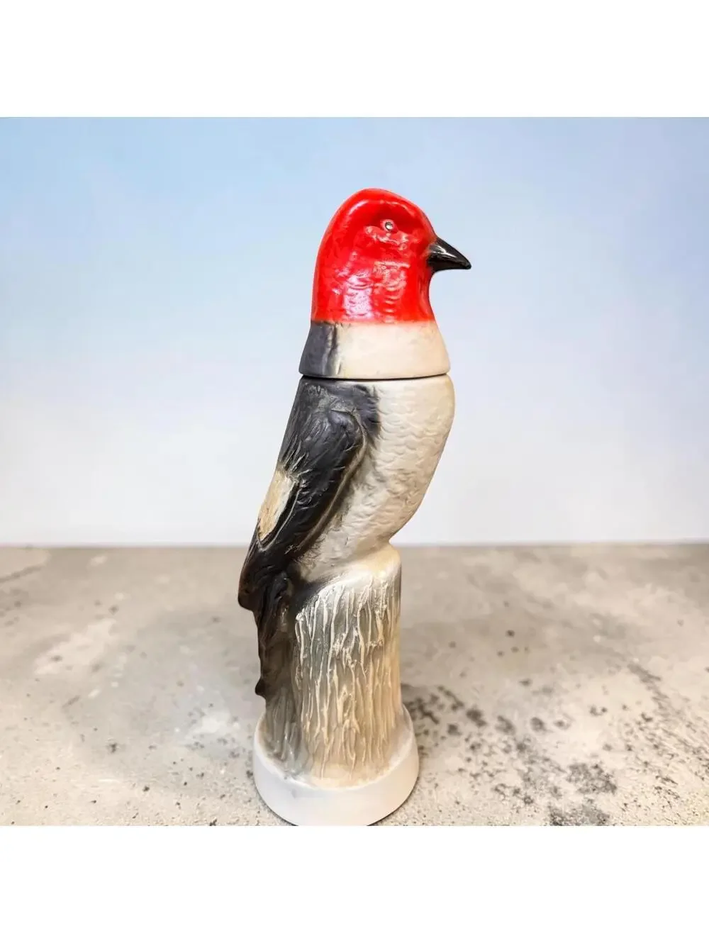 1969 Porcelain Jim Beam Red Headed Wood Pecker Collectors Decanter